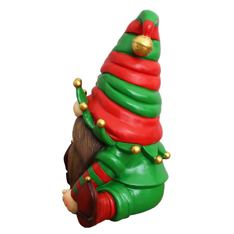 Cheerful Elf Gnome Festive Figurine, 8" Christmas Garden Statue