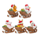Christmas Critters Animals on Sleighs Set of Five Figurines, 5" Tabletop Holiday Animal Decor with Bunny, Piglet, Duckling, Lamb, and Fox