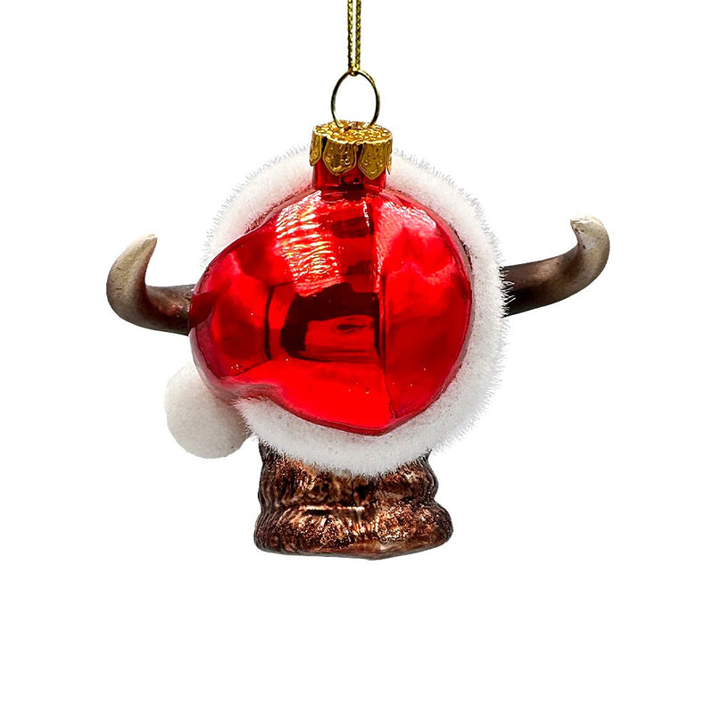 Festive Bison Glass Christmas Ornament, Buffalo Western Bovine Animal