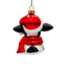 Festive Cow in Wreath Blown Glass Christmas Ornament, Farmhouse Theme Tree Decoration