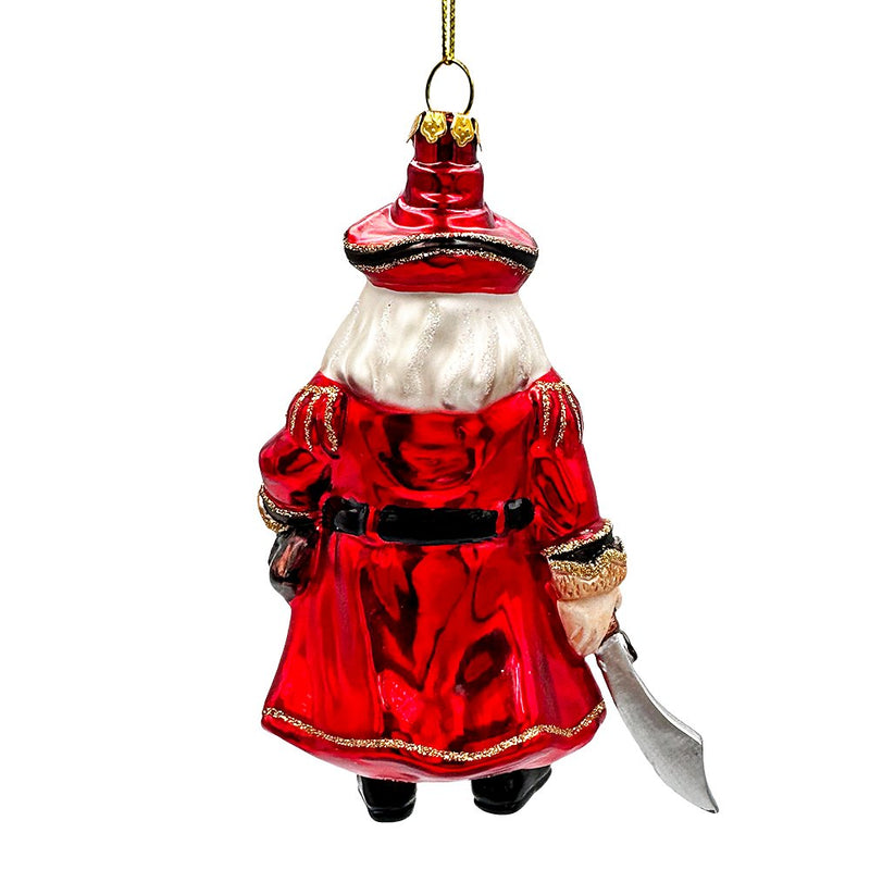 Santa Pirate Glass Christmas Ornament, Sea Sailer Bandit Unique Tree Decor