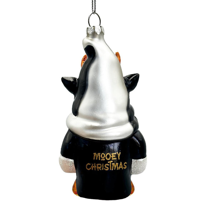 Whimsical Gnome Cow Handblown Glass Christmas Ornament, Cute Holiday Decor