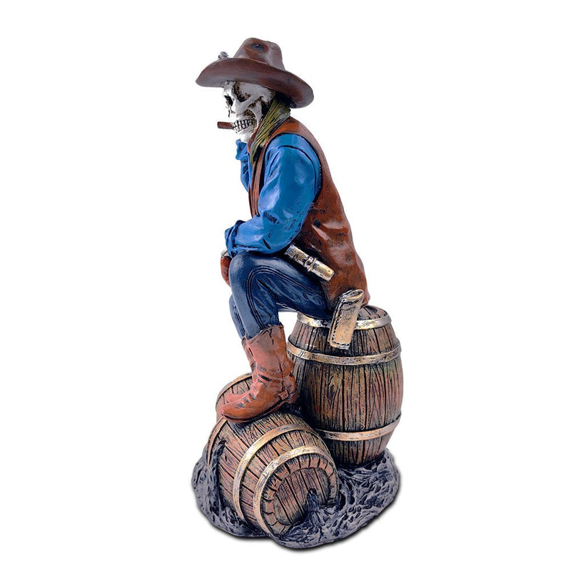 Western Skeleton Gunslinger Statue Figurine, 10" Gothic Cowboy Wild West Home Decor