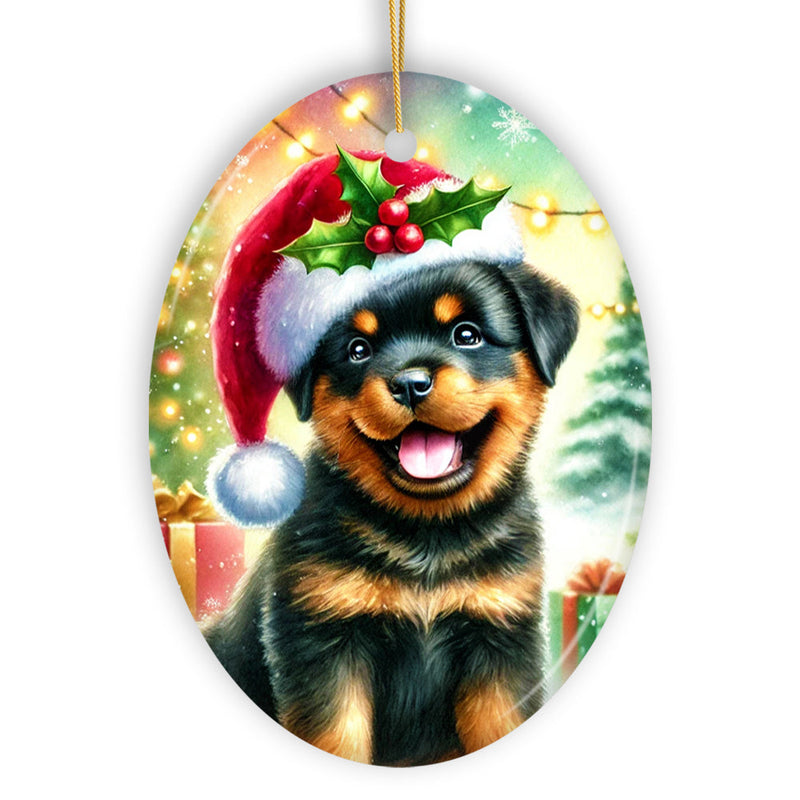 Charming Rottweiler in Festive Attire Ornament, Heartwarming Dog-Themed Christmas Gift Decor