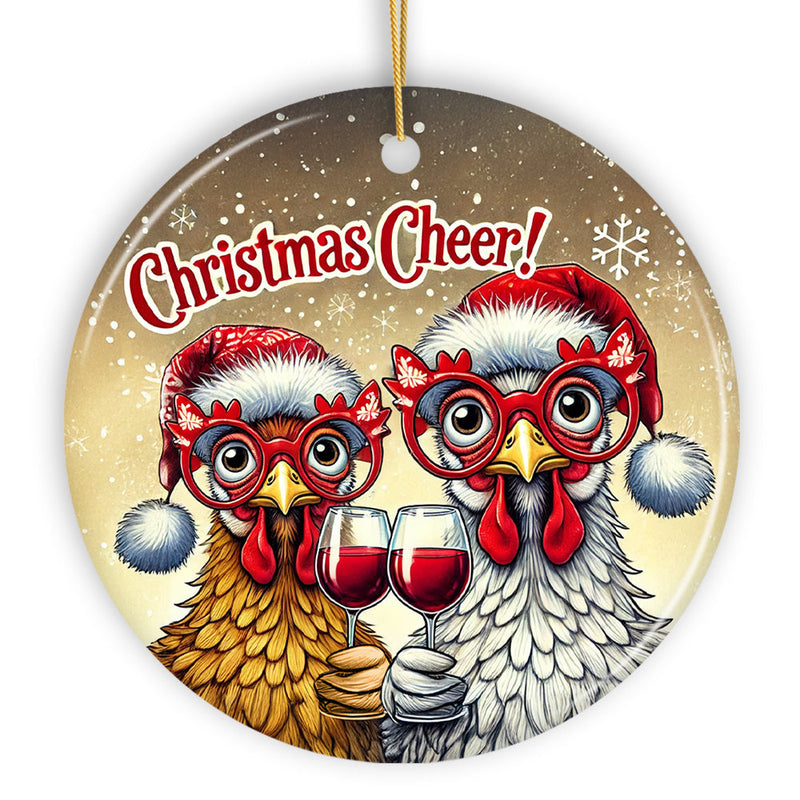 Christmas Cheer Chicken Ornament, Whimsical Holiday Tree Decoration