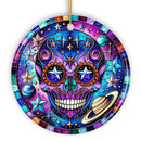 Cosmic Celestial Sugar Skull Ornament, Stellar Christmas Gift and Decor
