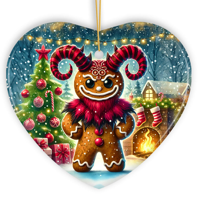 Frosted Krampus Gingerbread Man Ornament, Mischievous  Christmas Gift and Decor