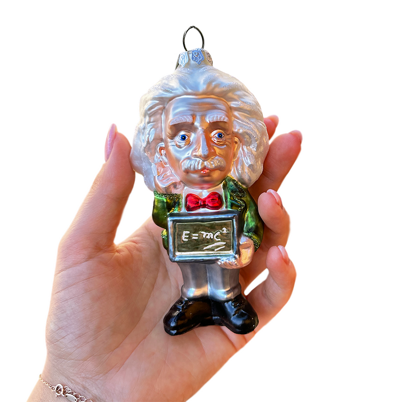 Albert Einstein Handcrafted Glass Ornament, Science and Physics Themed Christmas Gift