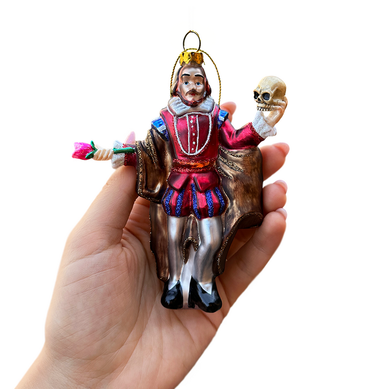 (Pre-Order) The Melancholy Prince William Shakespeare Glass Ornament, Unique Renaissance Italy Christmas Decor