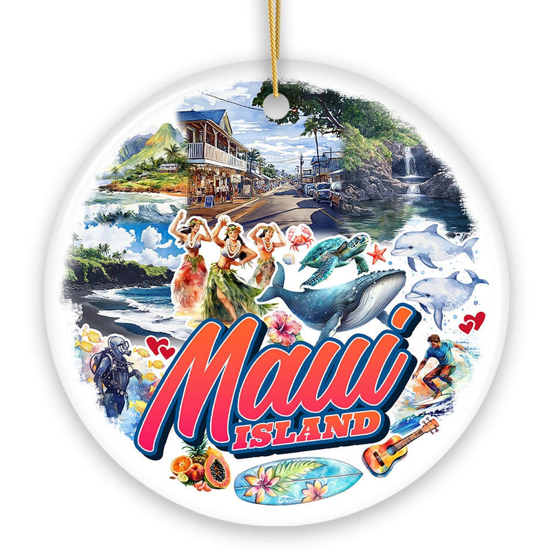 Majestic Maui Island Christmas Ornament, Hawaiian Tropical Paradise Gift and Travel Souvenir