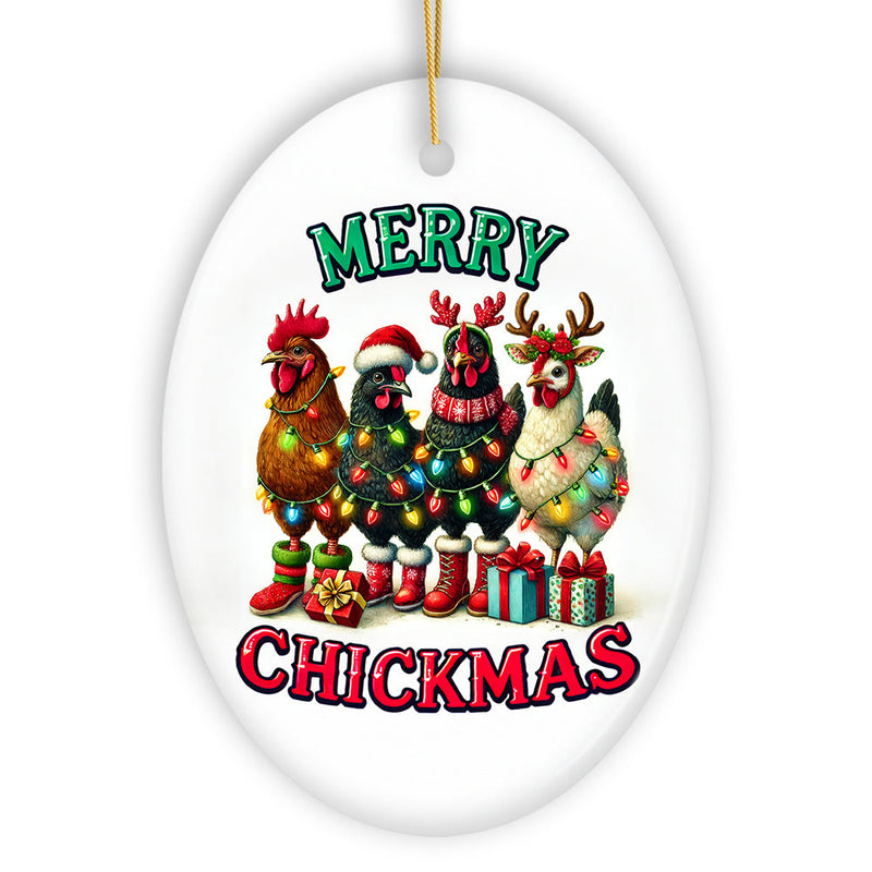 Merry Chickmas Chicken Ornament, Bright and Quirky Decor For Christmas Tree