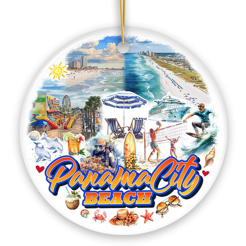 Panama City Beach Tropical Paradise Ornament, Florida Coastal Christmas Gift and Souvenir