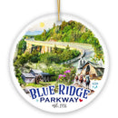 Artistic Blue Ridge Parkway Ceramic Ornament, US Travel Souvenir and Christmas Gift