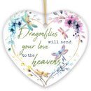 Artistic Dragonflies Send Love to the Heavens Quote Ornament, Christmas Memorial Gift