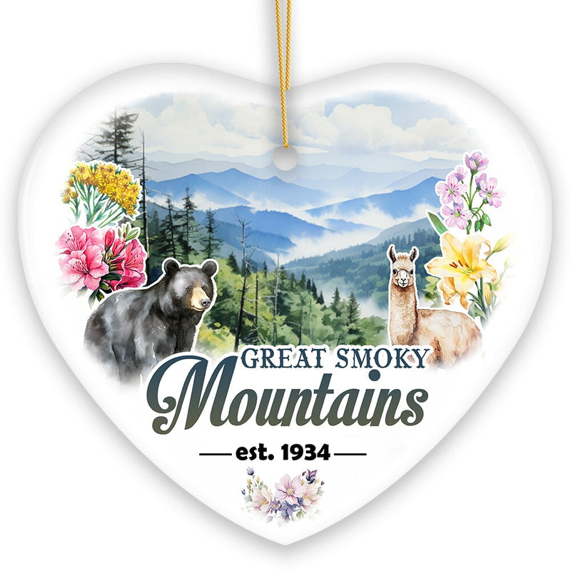 Artistic Great Smoky Mountains Ornament, Ceramic Tennessee Travel Souvenir and Gift