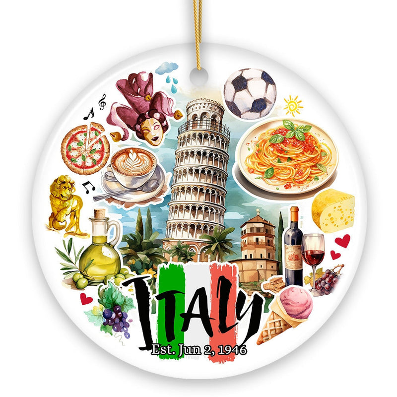 Artistic Italy Landmarks Ornament, Italian Souvenir for Ceramic Christmas Gift