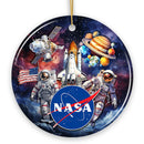 Artistic NASA Handcrafted Christmas Ornament, Astronaut in Outer Space with the Planets