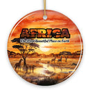 Artistic Natural Beauty of African Landscapes and Wildlife with Quotes Ornament, Christmas Gift or Travel Souvenir, Safari, Serengeti and Mount Kilimanjaro