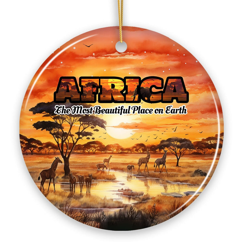Artistic Natural Beauty of African Landscapes and Wildlife with Quotes Ornament, Christmas Gift or Travel Souvenir, Safari, Serengeti and Mount Kilimanjaro