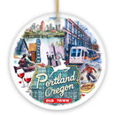 Artistic Portland City Ceramic Art Ornament, Oregon Souvenir and Christmas Gift