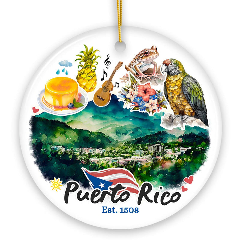 Artistic Puerto Rico Tropical Scenery Ornament, Caribbean Paradise Souvenir Gift