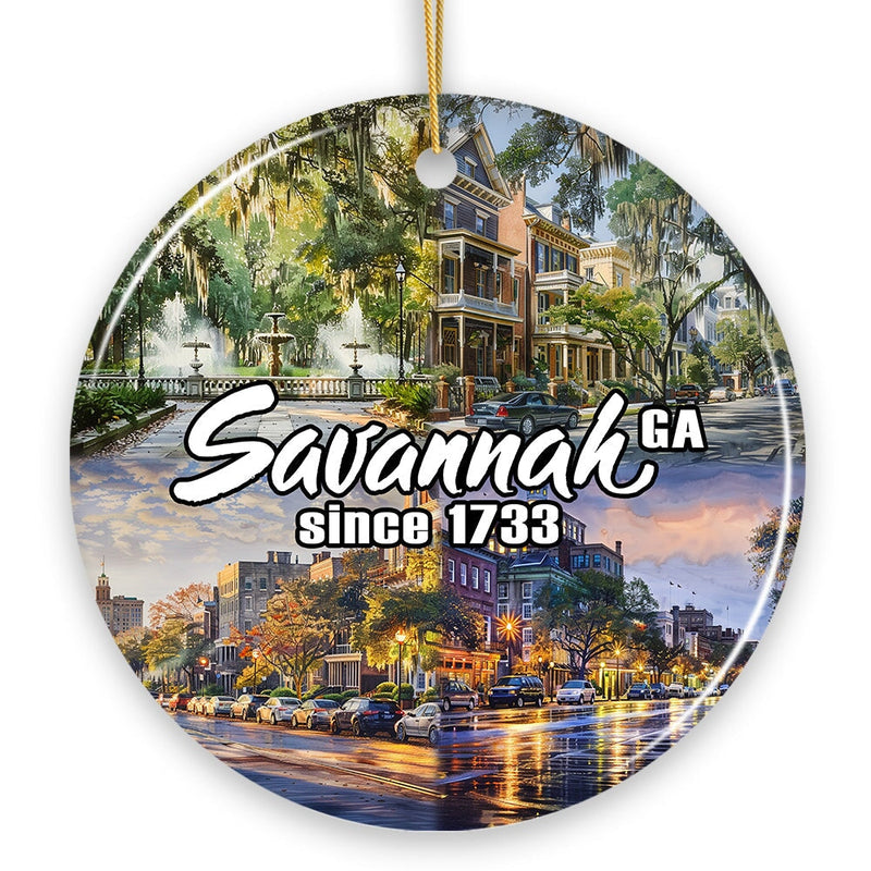 Artistically Scenic Savannah Ornament, Georgia Historical City and Nature Christmas Ornament