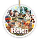 Artistically Vibrant Helen Town Christmas Ornament, Georgia Bavarian-style Village Souvenir