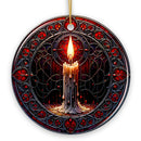 Candlelight for a Spine-Chilling Ambiance Stained Glass Style Ceramic Ornament, Halloween Themed Christmas Gift and Decor