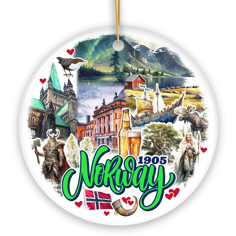 Charming Norway Ornament, Scandinavian Fjord Landmarks Christmas Gift and Oslo Souvenir