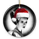 Chilling Bride of Frankenstein Santa Ornament, Gothic Themed Halloween Christmas Gift and Decor
