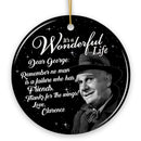 Clarence the Angel Dear George Quote Christmas Tree Ornament, Wonderful Life Gift