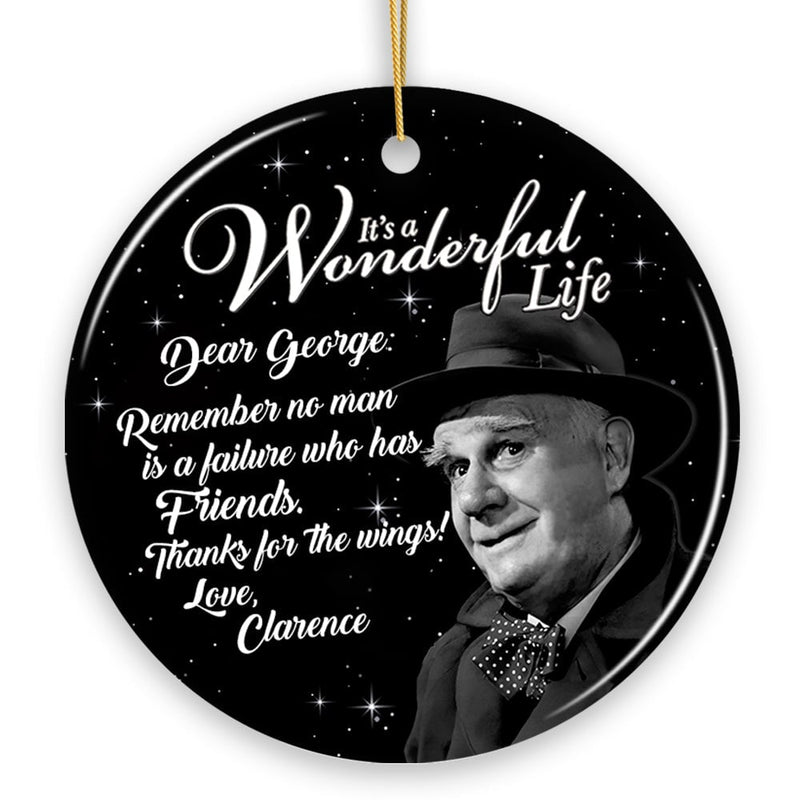 Clarence the Angel Dear George Quote Christmas Tree Ornament, Wonderful Life Gift