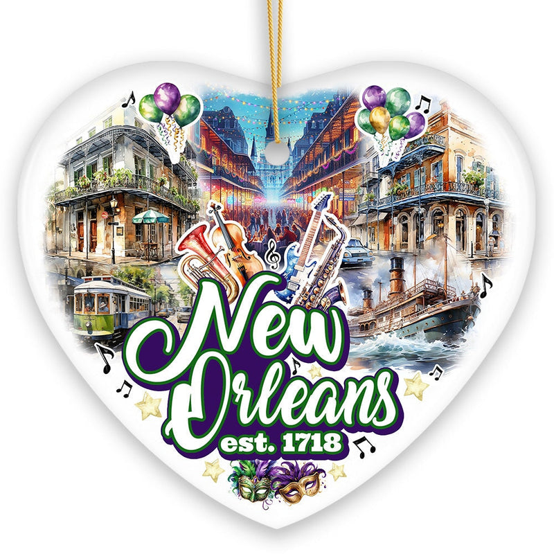 Classically Festive New Orleans Handcrafted Ornament, Mardi Gras Souvenir and Louisiana Christmas Gift