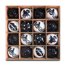 Creepy Boo Assorted 16 Piece Black and White Ornament Bundle, Monochrome 3" Halloween Bauble Set