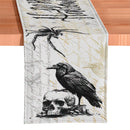 Elegant 72" Gothic Jacquard Table Runner, Halloween Tablecloth with Spider Webs and Black Ravens