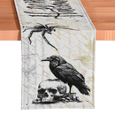 Elegant 72" Gothic Jacquard Table Runner, Halloween Tablecloth with Spider Webs and Black Ravens