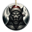 Ferocious Werewolf with Santa Hat Ornament, Terrifying Holiday Gift for Halloween Lovers