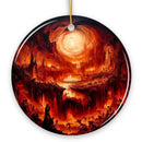 Fiery Hellscape Dante's Inferno Ceramic Ornament, Painting Halloween Gift And Decor
