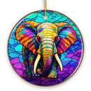 Forest Giants Elephant Stained Glass Style Ceramic Ornament, Safari Animals Christmas Gift and Decor