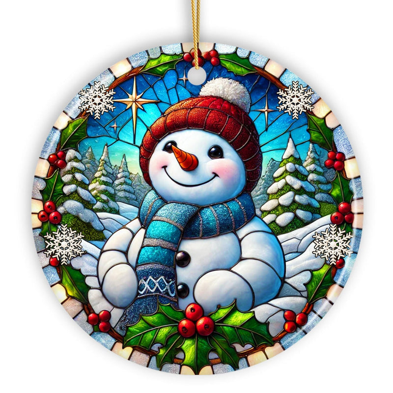 Frosty and Holly Snowman Ornament, Gift and Decor for Cheerful Winter Christmas Tree