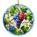 Grape Window Art Stained Glass Style Ceramic Ornament, Christmas Gift and Decor