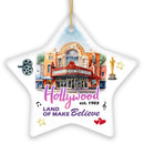 Hollywood the Land of Make Believe Artwork Ceramic Ornament, A Thespian’s Dream of Being Famous, California Gift