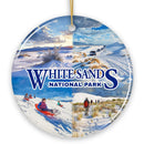Illustrated Scenery White Sands National Park Ceramic Ornament, New Mexico Travel Souvenir and Christmas Gift