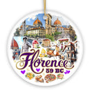 Illustrated Scenery of Florence City Ceramic Ornament, Italy Travel Souvenir and Christmas Gift