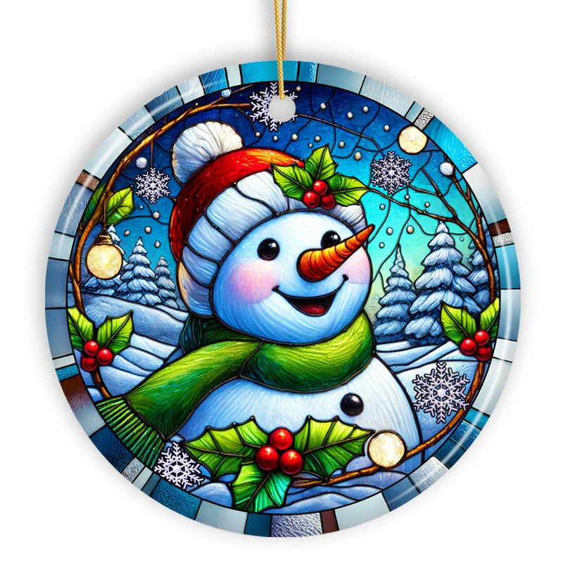 Joyful Winter Snowman Ornament, Playful Frosty Figure for Festive Holiday Decor