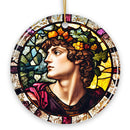 Masculine Beauty in Renaissance Italy Stained Glass Themed Christmas Ornament, Artistic Medieval Gift