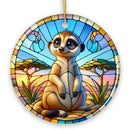 Meerkat Marvels Stained Glass Style Ceramic Ornament, Safari Animals Christmas Gift and Decor