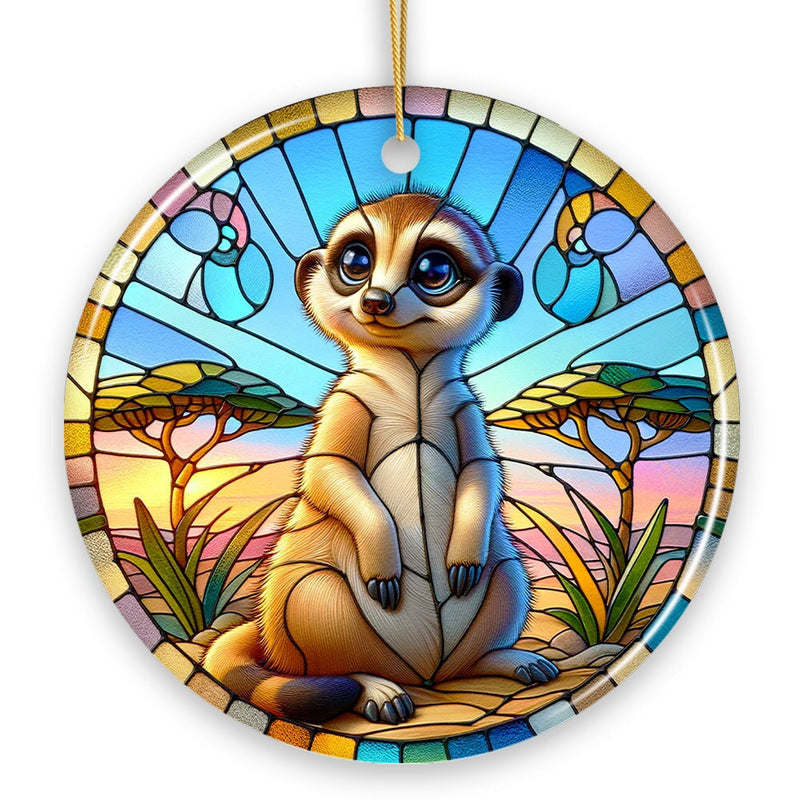 Meerkat Marvels Stained Glass Style Ceramic Ornament, Safari Animals Christmas Gift and Decor