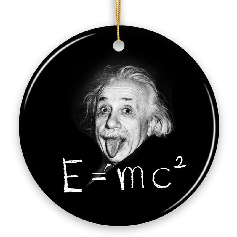 Physics Genius Albert Einstein Ceramic Ornament, Famous Equation E=mc² Keepsake and Decor