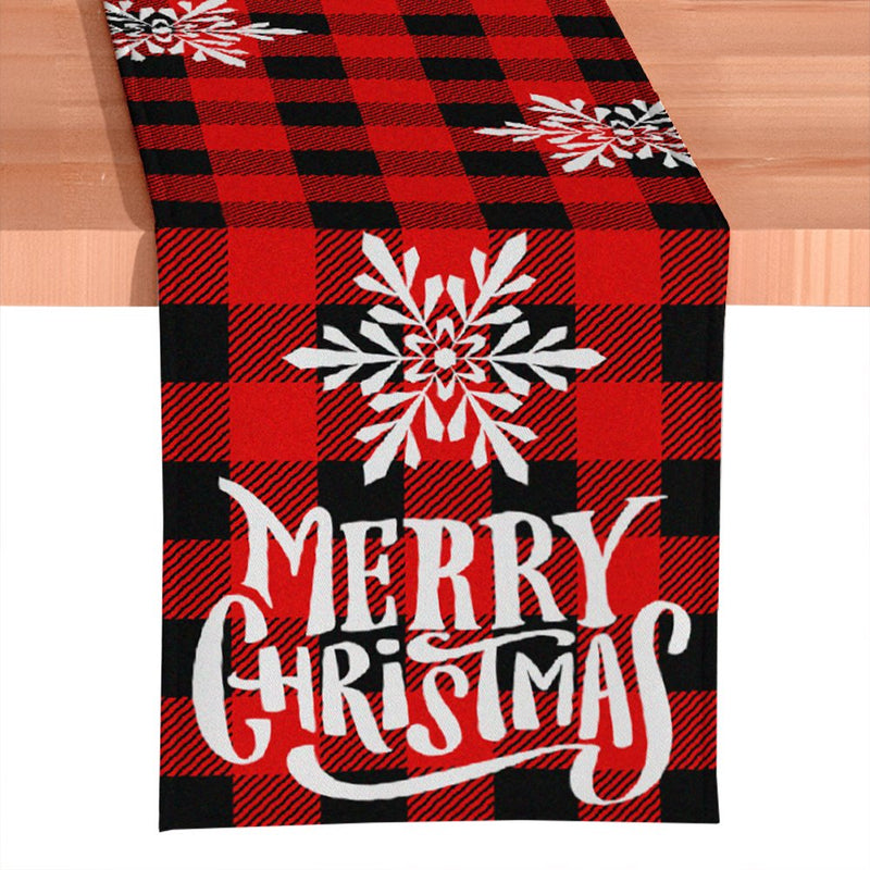 Plaid Merry Christmas 72" Jacquard Table Runner, High Quality Holiday Rectangle Tablecloth Decoration
